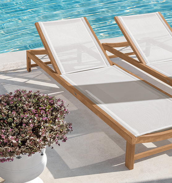 ETHIMOsand  in teak and Ethitex 太陽床